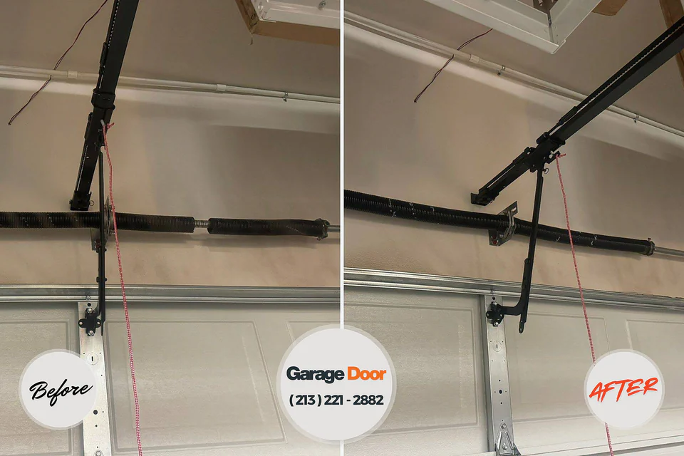 Before and after: garage door repair Woodbury, TN